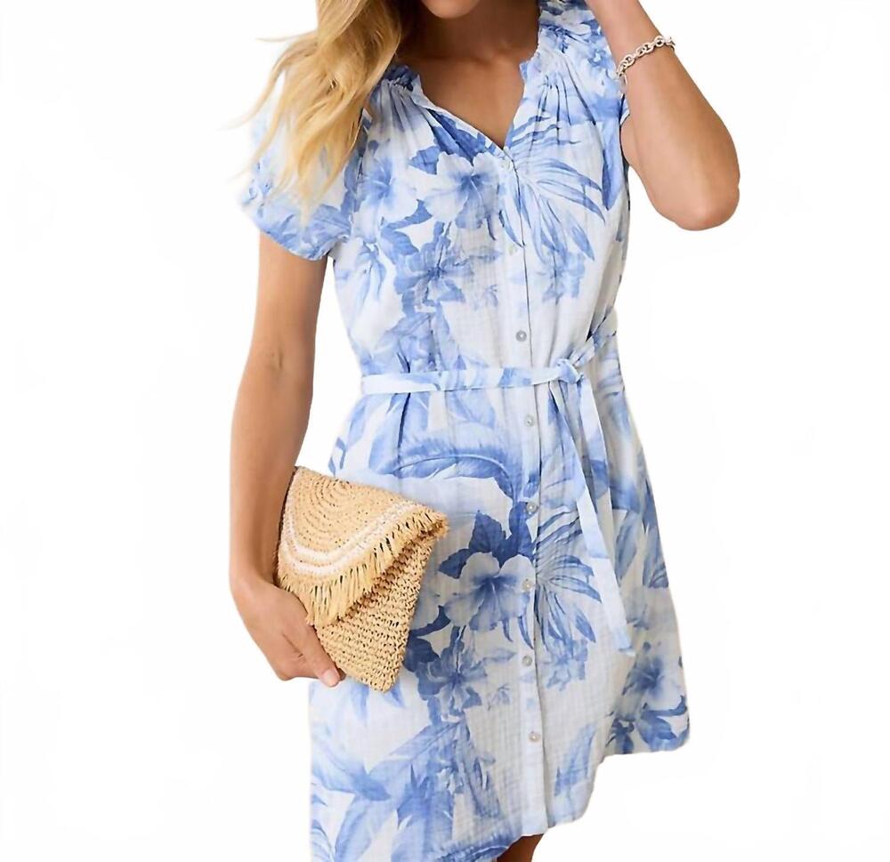 NEW TOMMY BAHAMA daybreak hibiscus short dress in blue vault